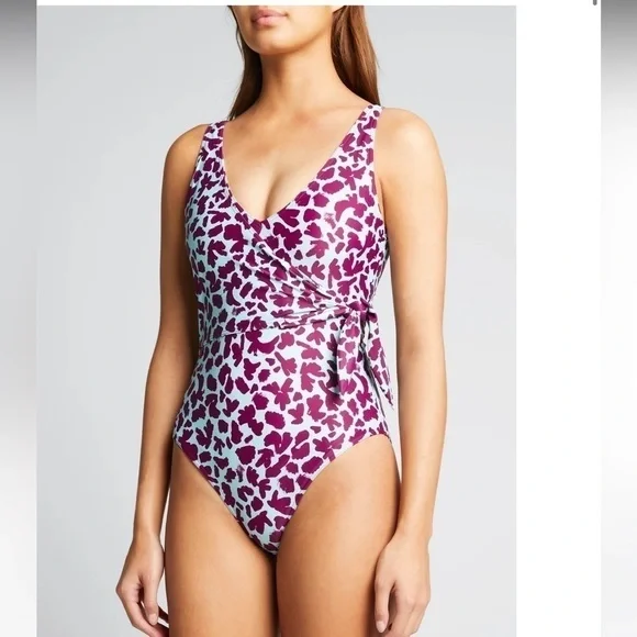 Tanya Taylor Kelly One-Piece Swimsuit, Brushstroke Coral, Size Small - Picture 2 of 8